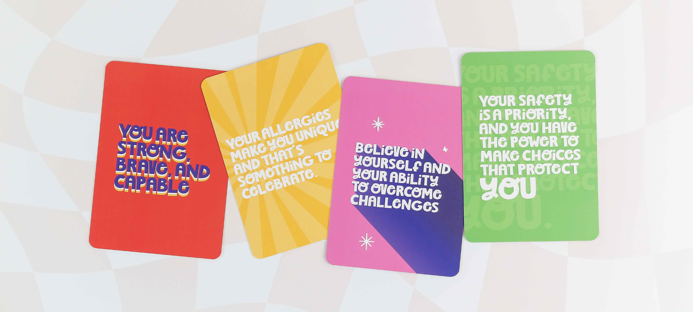 Positive affirmation cards for kids with food allergies