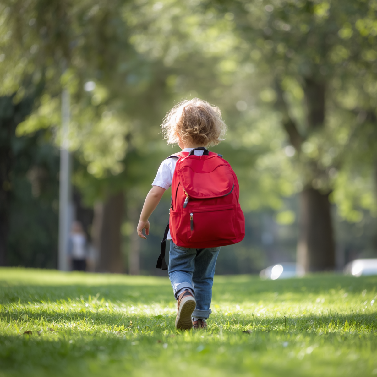 Child carrying a backpack representing the invisible emotional load of living with food allergies.