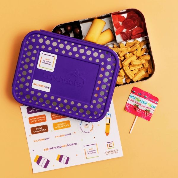 Allergy stickers and lunch box
