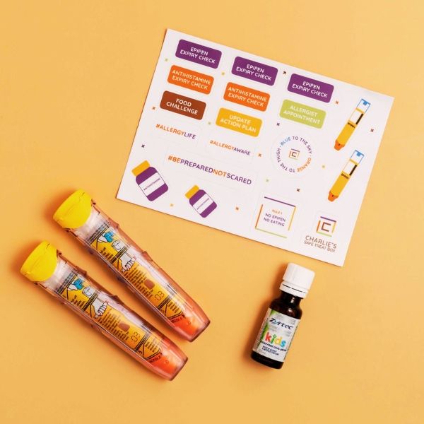 Allergy sticker sheet and allergy medication