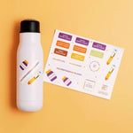 Allergy stickers on water bottle