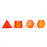 Set of four geometric-shaped orange objects on a white background