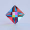 Multicolored geometric crystal on a light blue background