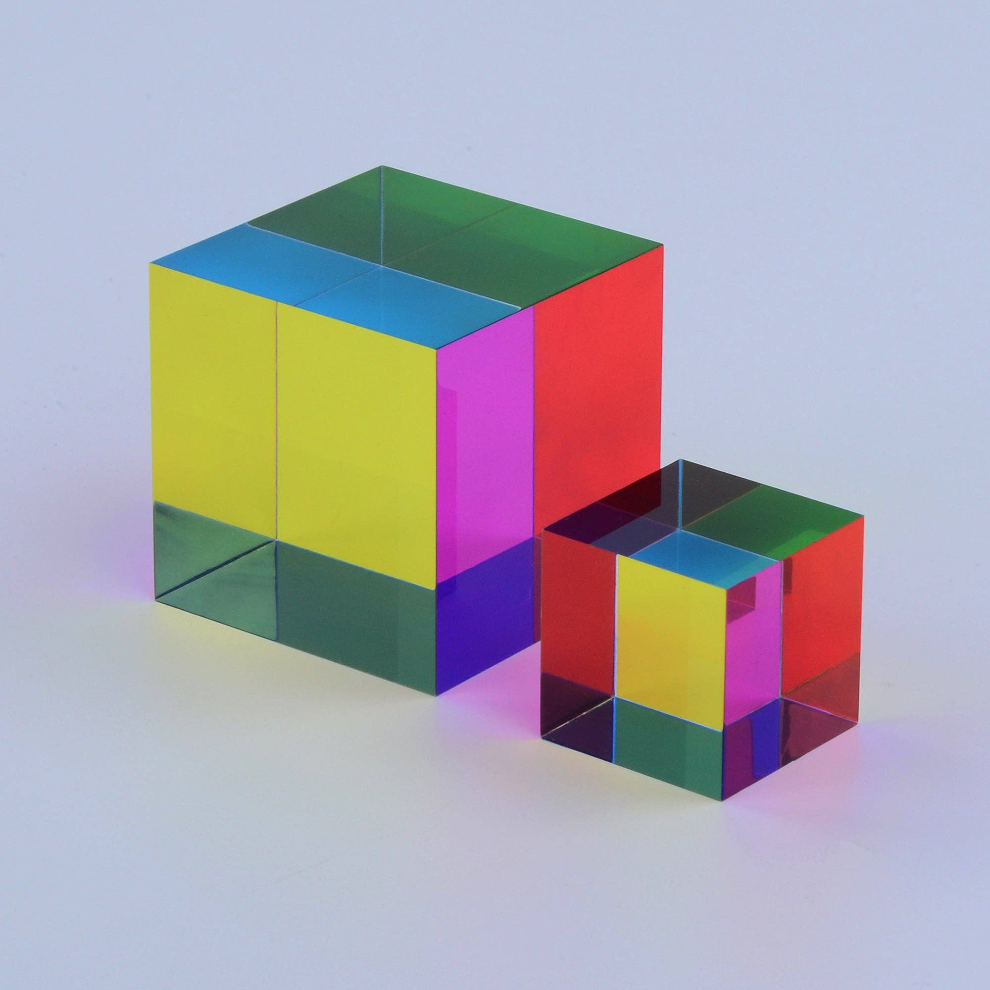 Colorful transparent cube on a gradient background