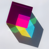 Colorful transparent sheets with a gradient effect on a white background