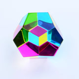 Multicolored geometric crystal on a light blue background