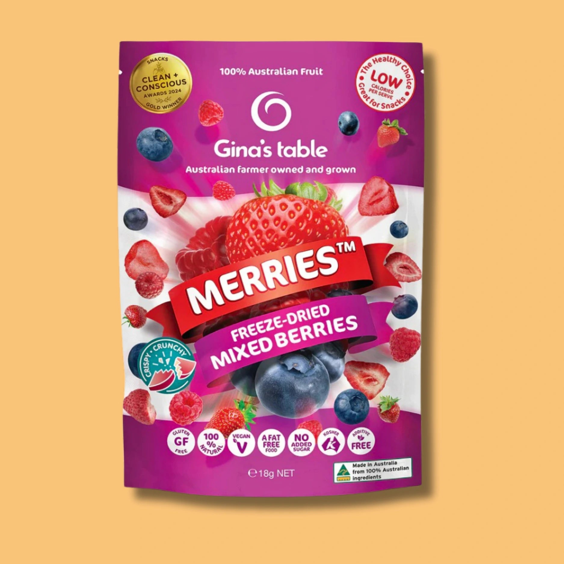 Ginas table merries freeze dried mixed berries 18g