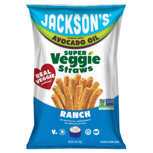 Jacksons Avocado Oil Veggie Straws Ranch 142g Front