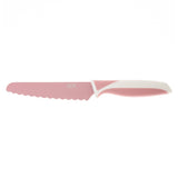 Pink knife with white handle on a white background