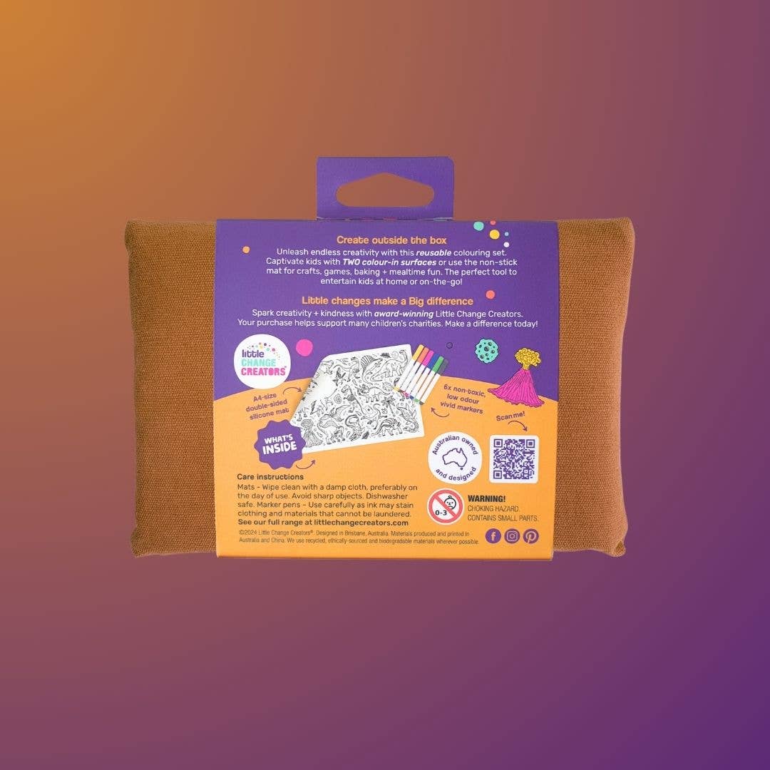 Product packaging with a purple label on a gradient background