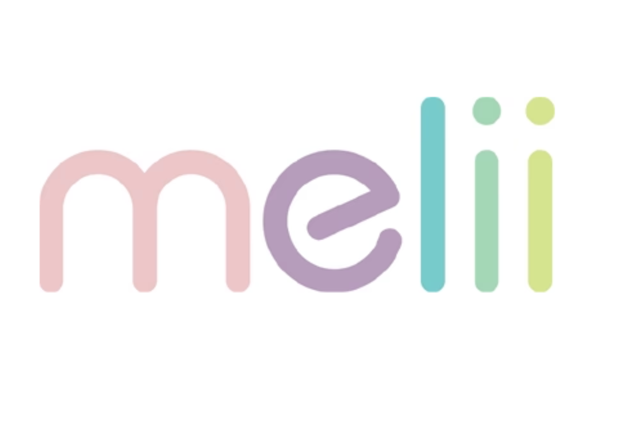 Colorful 'melii' logo on a white background
