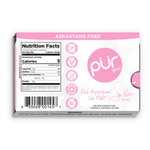 Box of PUR gum with nutrition facts label on a white background