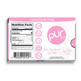 Box of PUR gum with nutrition facts label on a white background