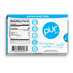 PUR gum packaging with nutrition facts label on a white background