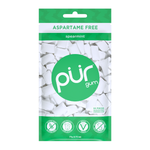 Packaging of PUR gum with spearmint flavor on a white background
