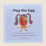 Book titled 'Peg the Egg' on a light beige background