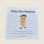 Book titled 'Pete the Peanut' on a beige background