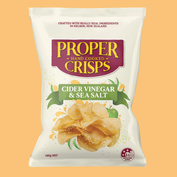 Proper Crisps Cider Vinegar Sea Salt 140g Front Packet