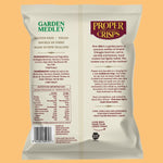 Proper Crisps Garden Medley 100g Nutrition Information Panel