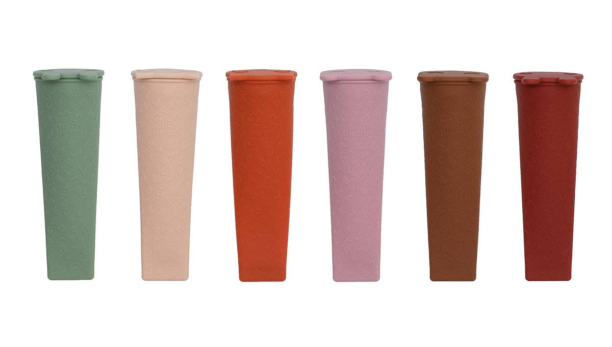 Silicone Push Up Ice Block Moulds Retro Set Six Standing Lid Closed