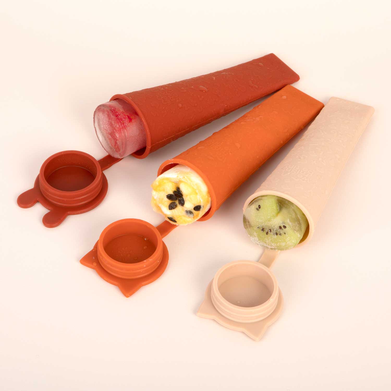 Silicone Push Up Ice Block Moulds Retro Three Filled