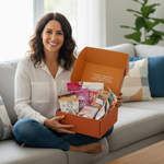 Top 10 Allergy Free Sweet Treat Box Held By Women Sitting on Couch
