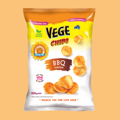 Vege Chips BBQ 100g Front Package on peach background