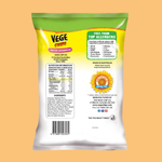 Vege Chips packaging with nutritional information on a yellow background