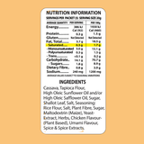 Vege Chips Chicken Nutrition information label on a beige background