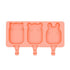 Coral silicone mold with bear, fox, and rabbit shapes on a white background