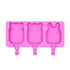 Pink silicone mold with bear-shaped popsicle molds on a white background