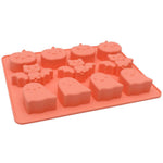 Silicone mold with various shapes on a white background
