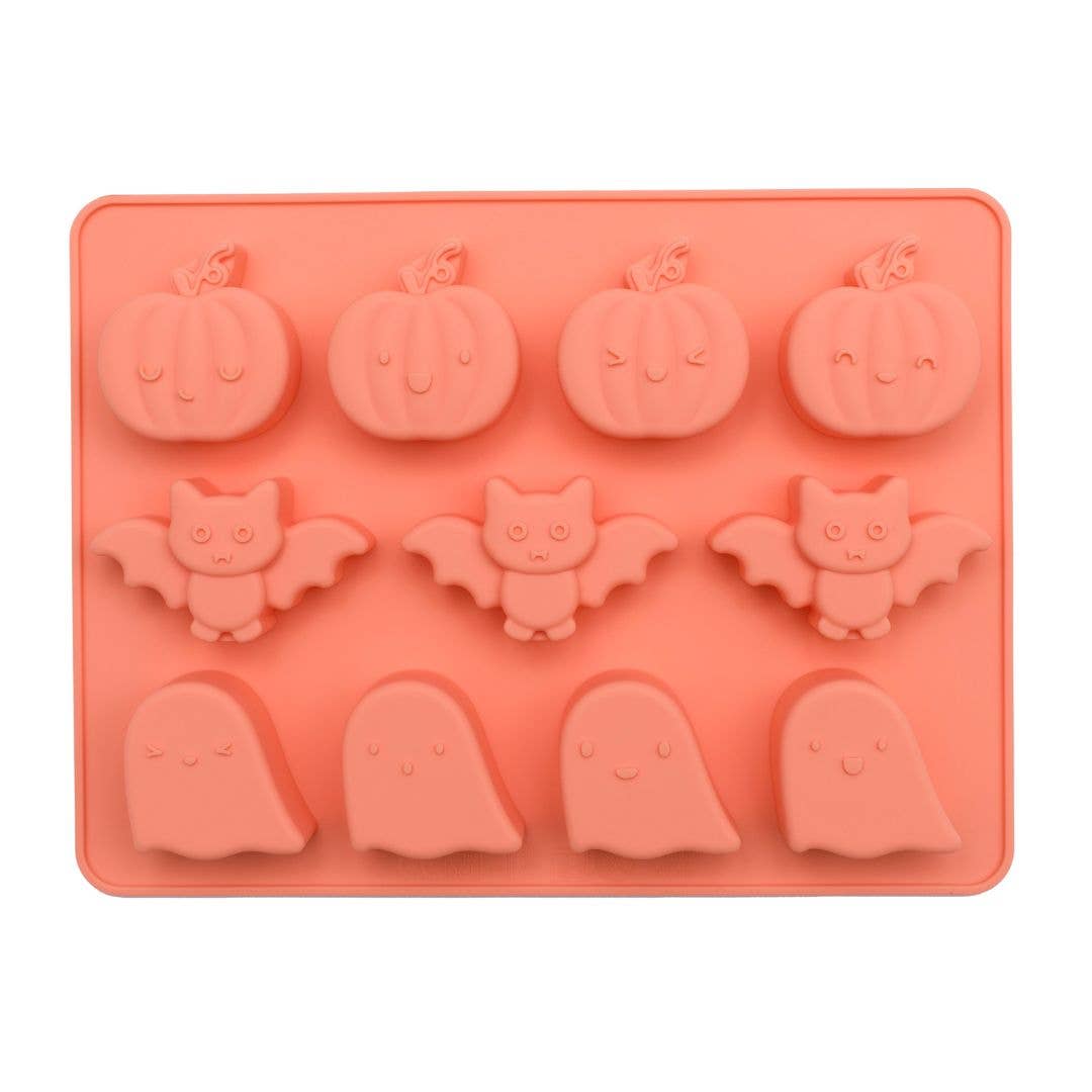 Silicone mould with Halloween-themed shapes on a white background