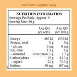 Yum Earth Organic Giggles 142g Nutritional Information Panel