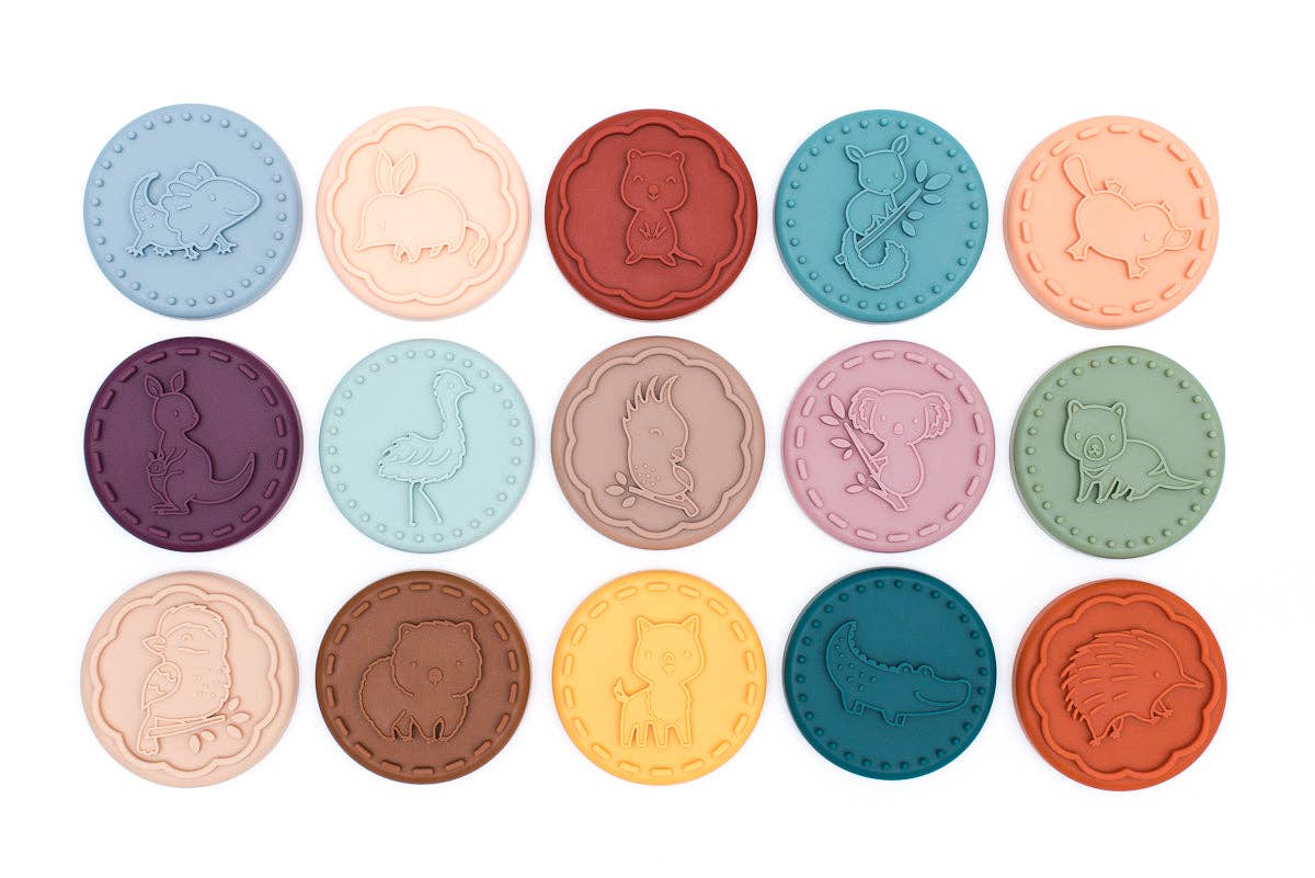 stampies cookie stamps australian animals flatlay