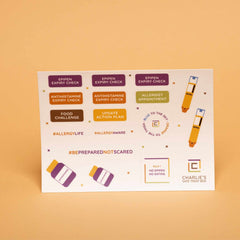 Allergy sticker sheet from Charlie's Safe Treat Box